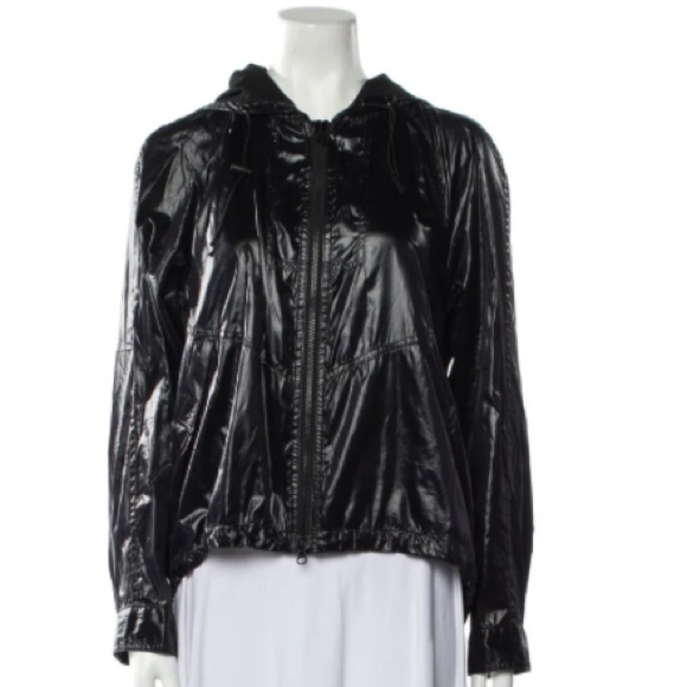 Minkoff Sleek Black Rain Jacket with Hood (L)